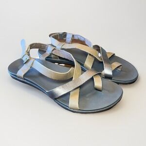 OLUKAI Upena Criss Cross Leather Sandal Buckle Brown Outdoors Hiking Women's 7